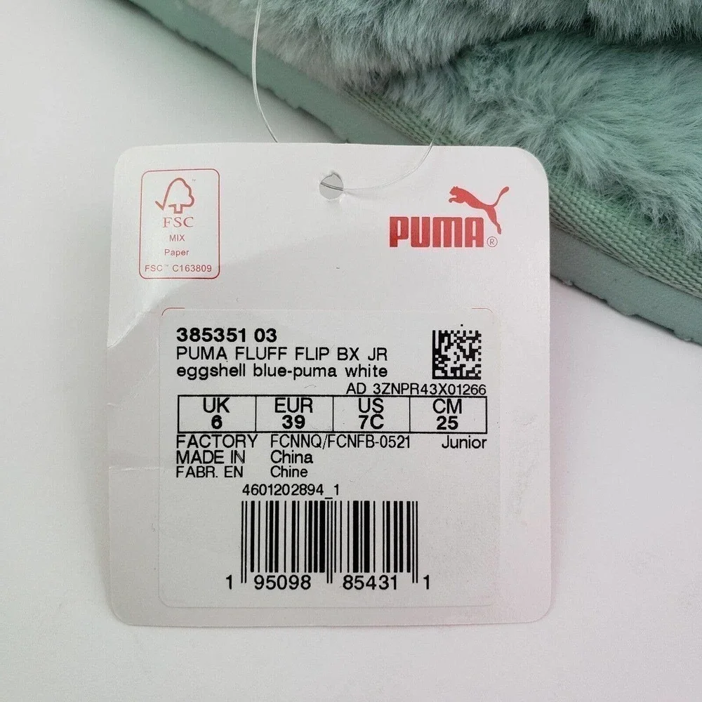 Puma Fluff Flip BX JR Girls Sz 7Y Womens Sz 8.5 Eggshell Blue Flip Flop Sandals
